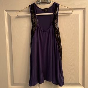 Forever 21 size s black & navy sleeveless dress top with lace